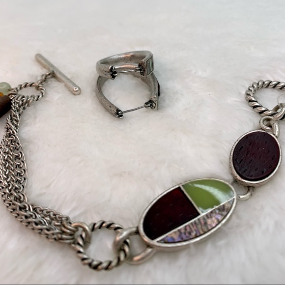 Silver Inlay Bracelet & Earring Set - Picture 4 of 7